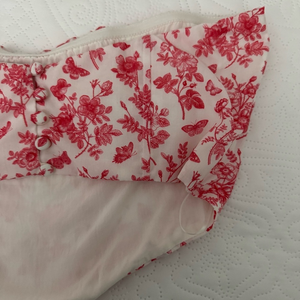 Princess Polly Juliette Bustier Strapless Crop Top Pink Floral Print Size 10 - Picture 9 of 16